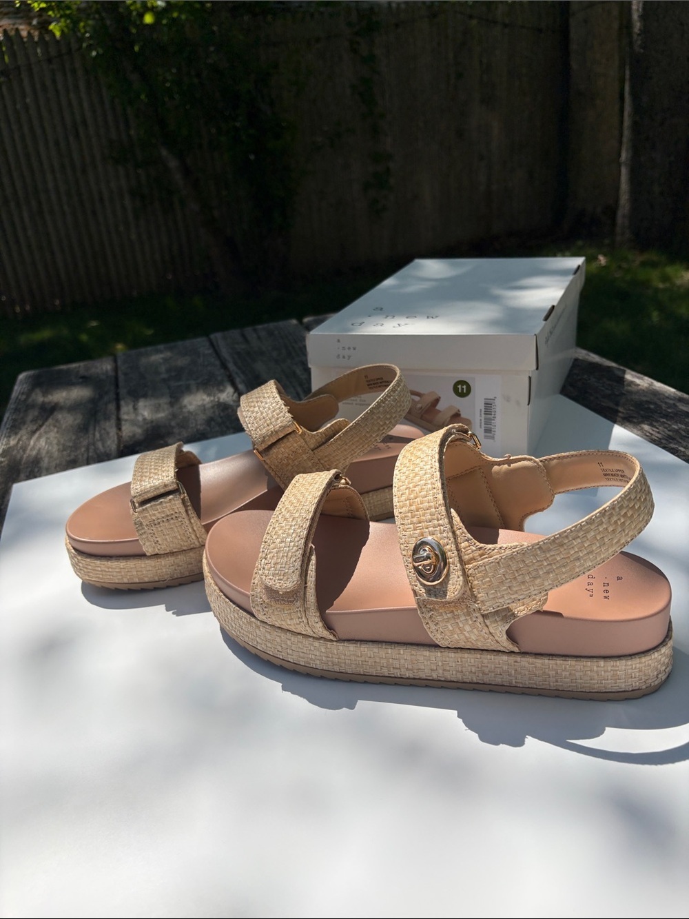 A New Day- Natural Woven Platform Sandals Sz 11 - Picture 5 of 9